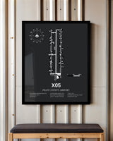 Framed Detailed Airport Map of Pilot County Airport (X05) in Gray with a Black Frame