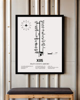 Framed Detailed Airport Map of Pilot County Airport (X05) in White with a Black Frame