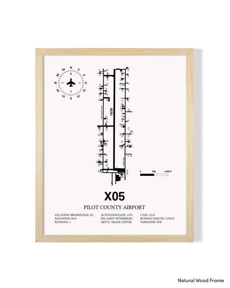 Detailed Airport Map of Pilot County Airport (X05) in White with a Natural Frame