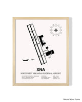 Detailed Airport Map of Northwest Arkansas National Airport (XNA) in White with a Natural Frame