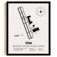 Framed Detailed Airport Map of Northwest Arkansas National Airport (XNA) in White with a Black Frame