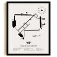 Framed Detailed Airport Map of Willow Run Airport (YIP) in White with a Black Frame