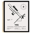 Framed Detailed Airport Map of Youngstown / Warren Regional Airport (YNG) in White with a Black Frame