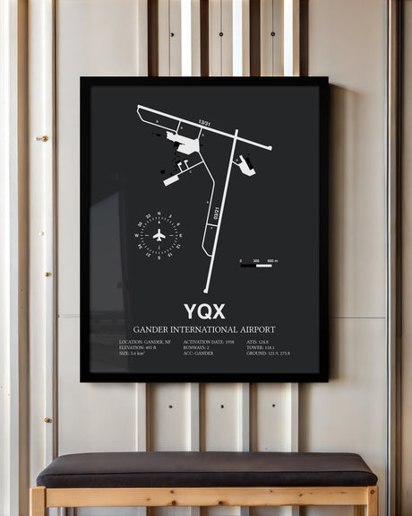 YQX Airport Map, Gander International Airport Print