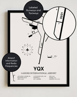 YQX Airport Map, Gander International Airport Print