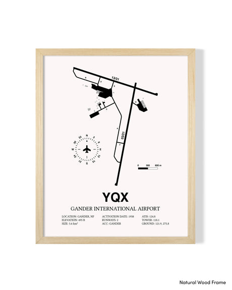 YQX Airport Map, Gander International Airport Print