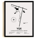 YQX Airport Map, Gander International Airport Print