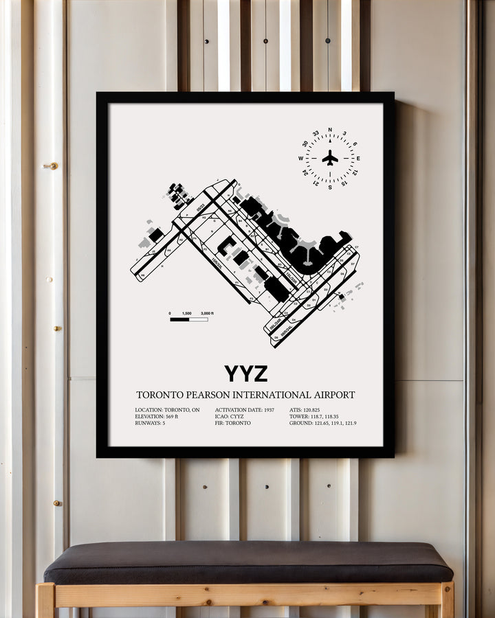 YYZ Airport Map, Estevan Airport Print
