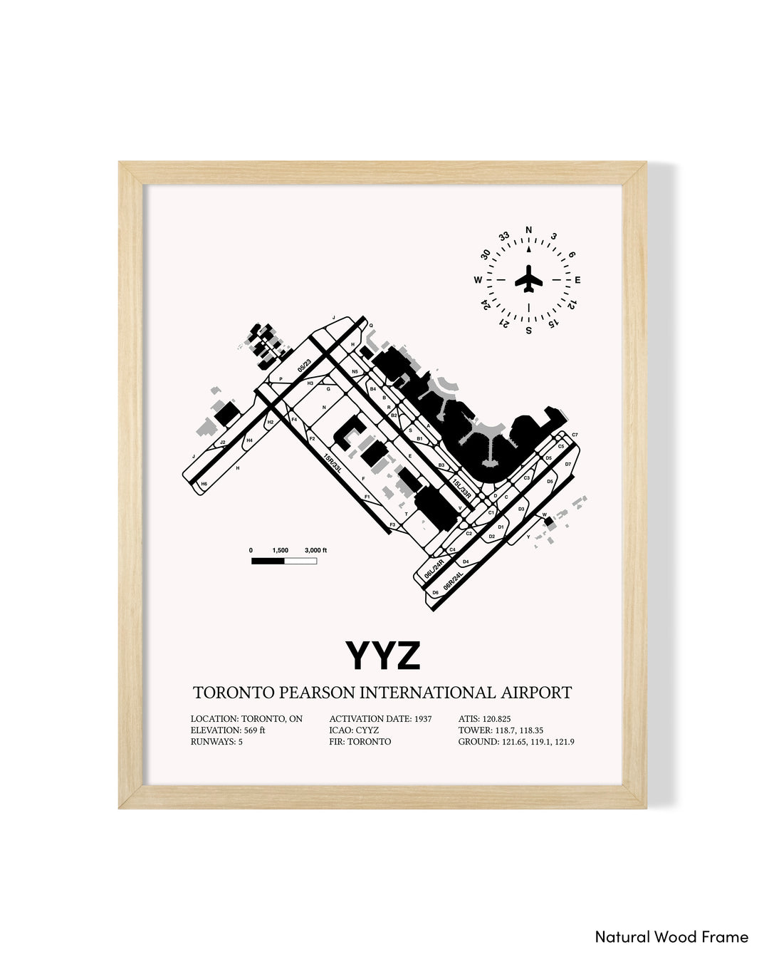 YYZ Airport Map, Estevan Airport Print