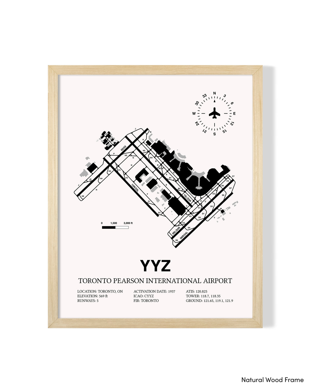 YYZ Airport Map, Estevan Airport Print