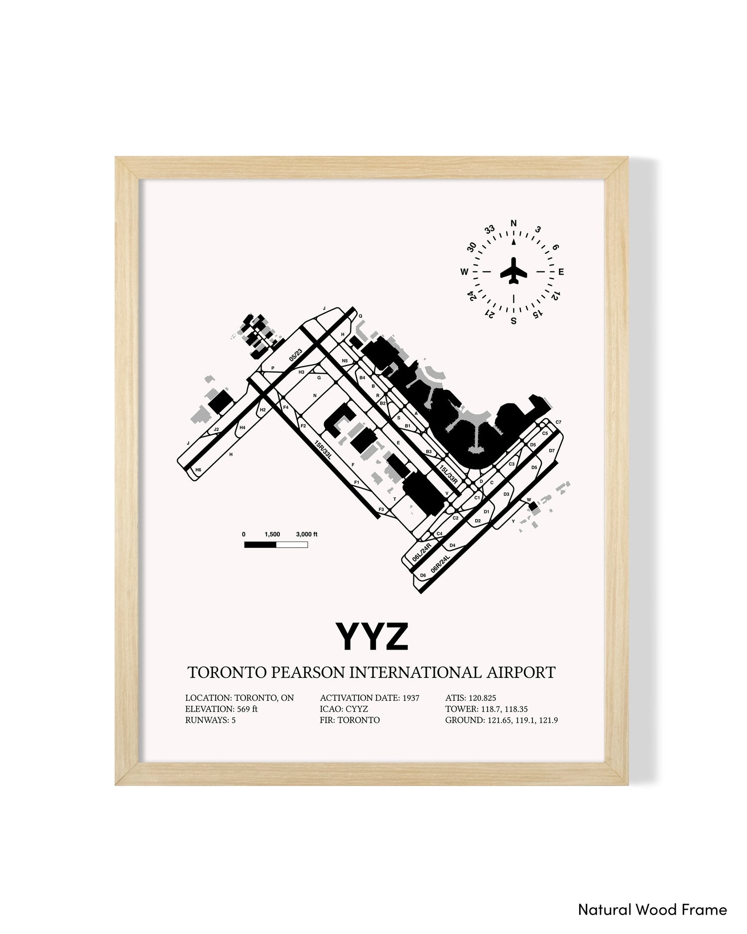YYZ Airport Map, Estevan Airport Print