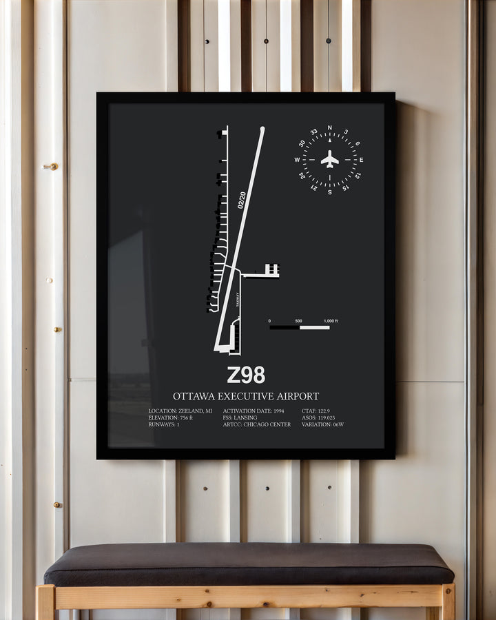 Z98 Airport Map, Ottawa Executive Airport Print