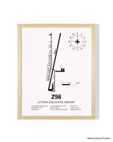 Detailed Airport Map of Ottawa Executive Airport (Z98) in White with a Natural Frame
