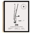Framed Detailed Airport Map of Ottawa Executive Airport (Z98) in White with a Black Frame