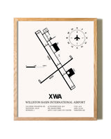 Williston Basin International Airport framed print in natural wood frame