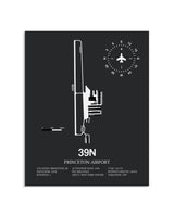 Gray Framed Princeton Airport layout wall art poster