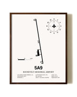 Roosevelt Memorial Airport aviation print in walnut frame