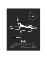 Gray Framed Boulder City Municipal Airport layout wall art poster