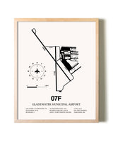 Gladewater Municipal Airport framed wall art in white frame