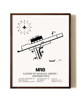 Eastern WV Regional Airport / Shepherd Field aviation print in walnut frame