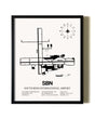 Framed South Bend International Airport wall art poster in black frame