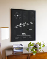 Gray Framed Russellville Regional Airport wall art poster in black frame