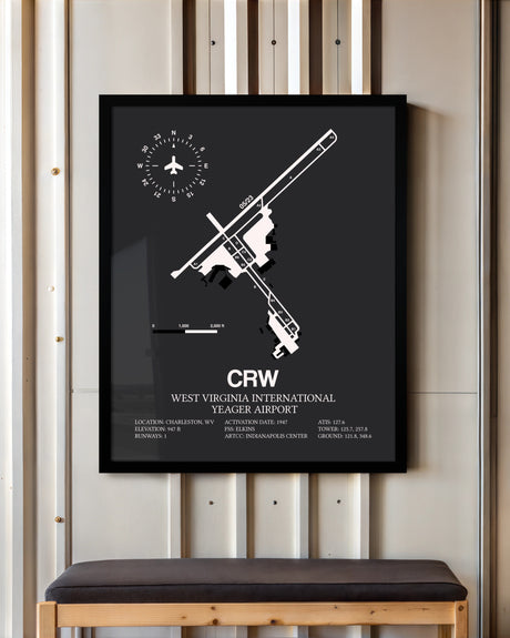 Frame color options for West Virginia International Yeager Airport Wall Art