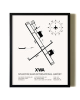Framed Williston Basin International Airport wall art poster in black frame