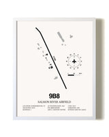 Salmon River Airfield airport map poster in oak frame