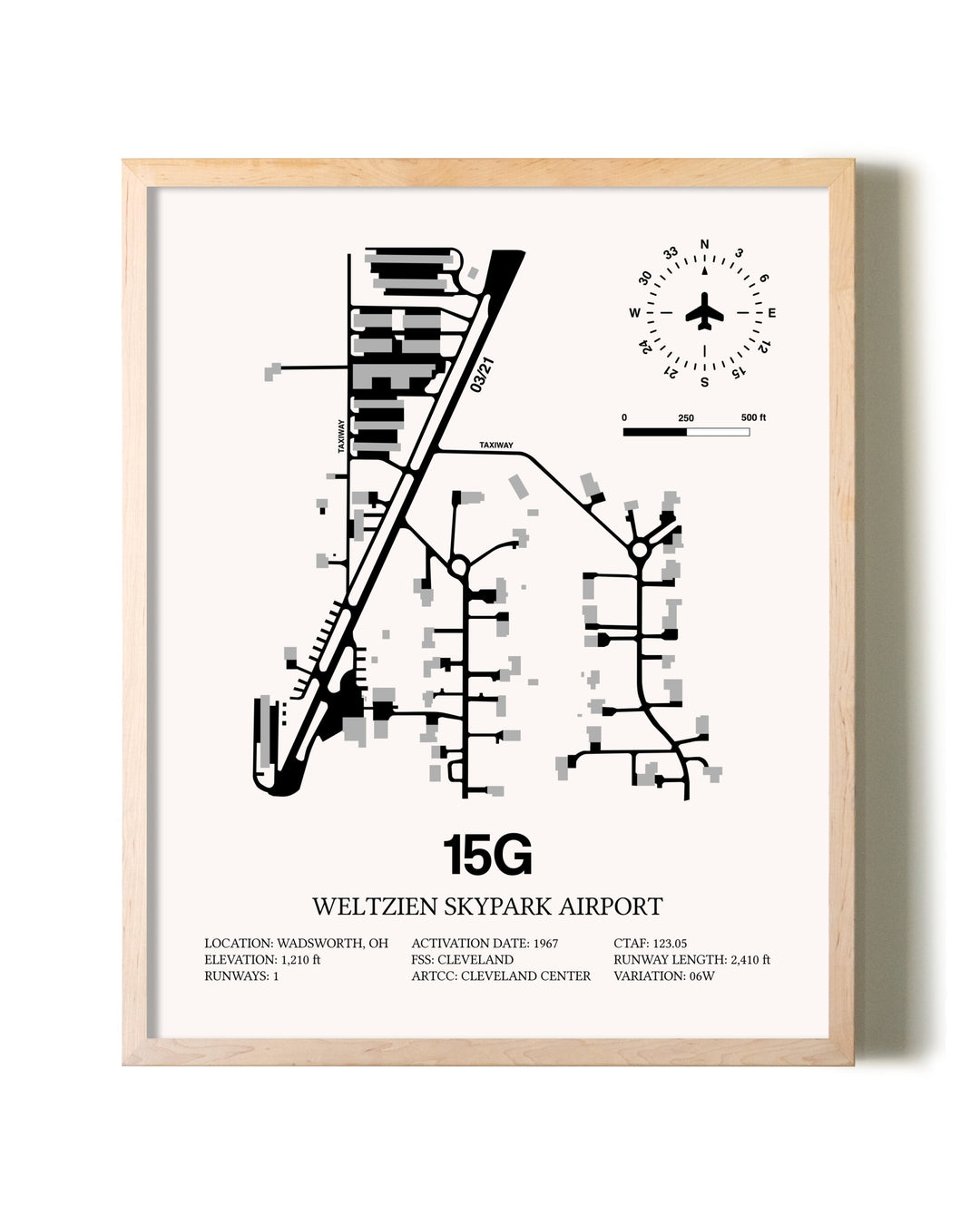 Weltzien Skypark Airport framed wall art in white frame