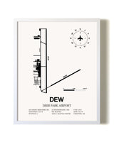 Deer Park Airport airport map poster in oak frame