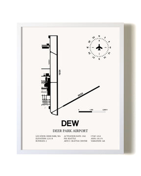 Deer Park Airport airport map poster in oak frame