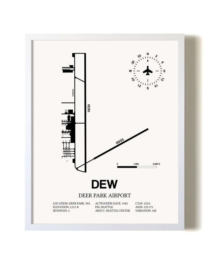 Deer Park Airport airport map poster in oak frame