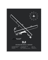 Gray Framed Bemidji Regional Airport layout wall art poster