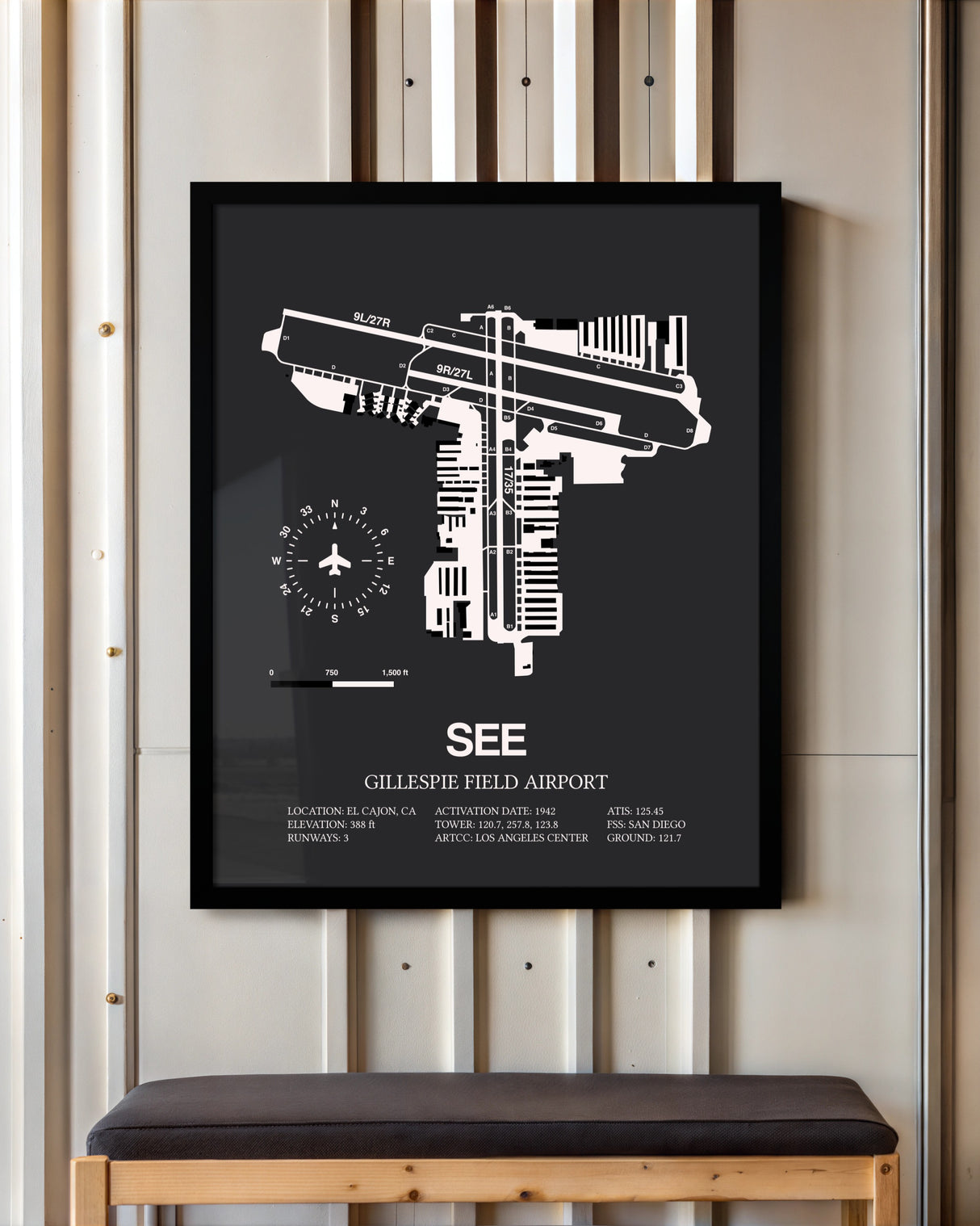 Frame color options for Gillespie Field Airport Wall Art