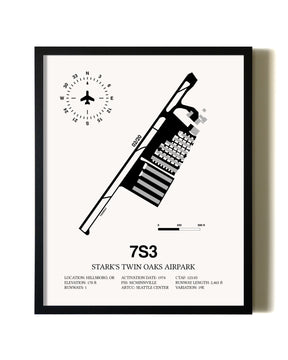 Framed Stark's Twin Oaks Airpark wall art poster in black frame