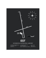 Gray Framed Estherville Municipal Airport layout wall art poster