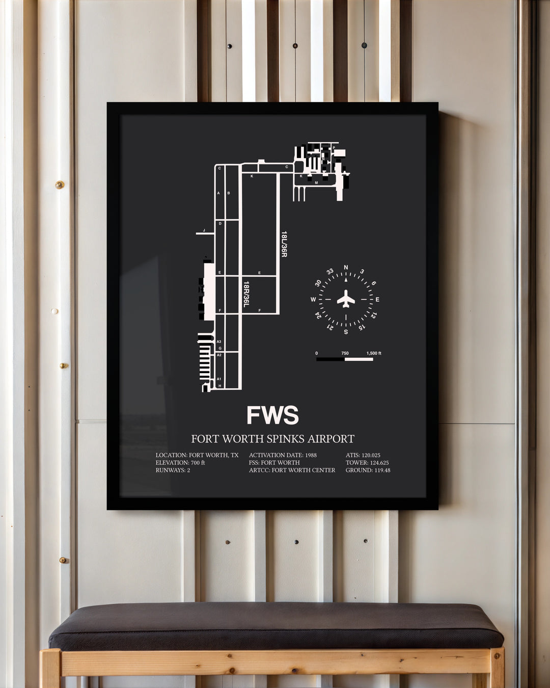 Frame color options for Fort Worth Spinks Airport Wall Art