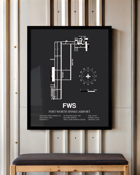 Frame color options for Fort Worth Spinks Airport Wall Art