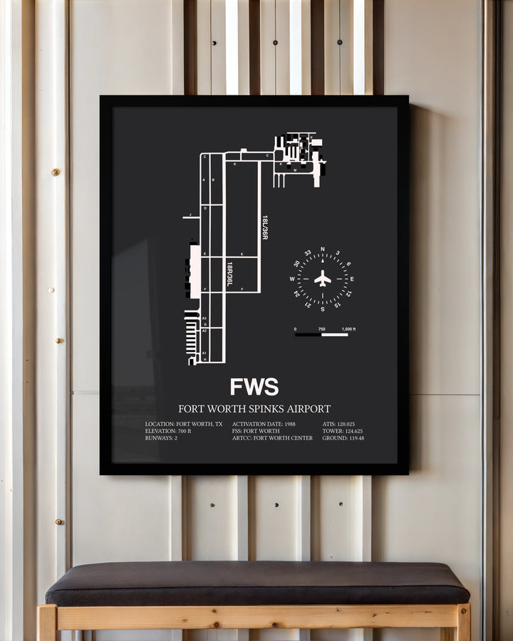 Frame color options for Fort Worth Spinks Airport Wall Art