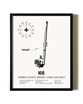 Framed Warren County Airport / John Lane Field wall art poster in black frame
