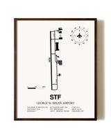 George M. Bryan Airport aviation print in walnut frame