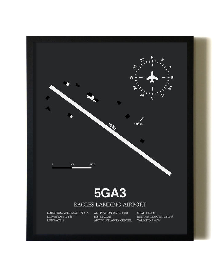 Unframed Eagles Landing Airport map print poster