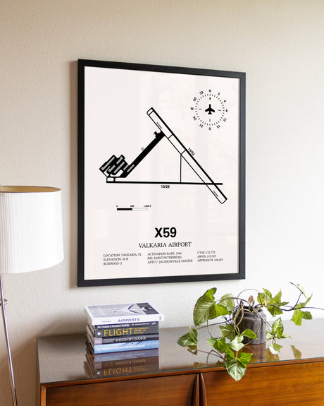 Valkaria Airport aviation wall décor in black wood frame