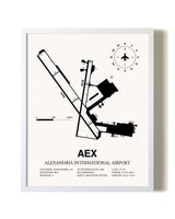 Alexandria International Airport airport map poster in oak frame