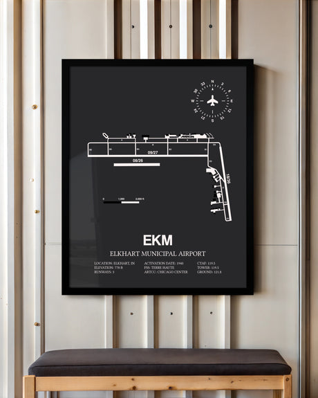 Frame color options for Elkhart Municipal Airport Wall Art