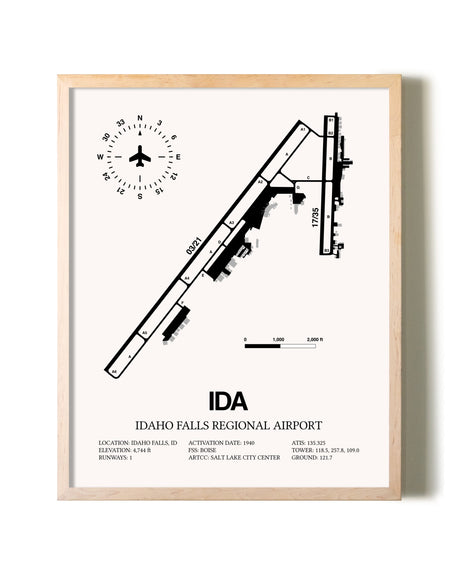 Idaho Falls Regional Airport framed wall art in white frame