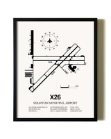 Framed Sebastian Municipal Airport wall art poster in black frame