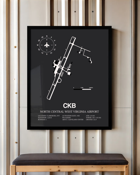 Frame color options for North Central West Virginia Airport Wall Art