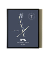 Blue and Cream Framed Hays Regional Airport layout wall art poster